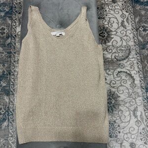 LOFT Metallic Gold Knit Tank Sweater Medium